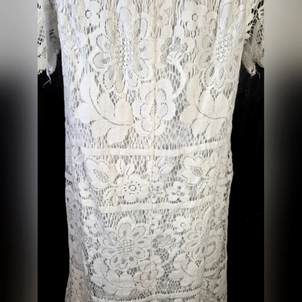 "Skies Are Blue" Off-The-Shoulder White Lace Dress Has Only Been Worn Once - Picture 10 of 15